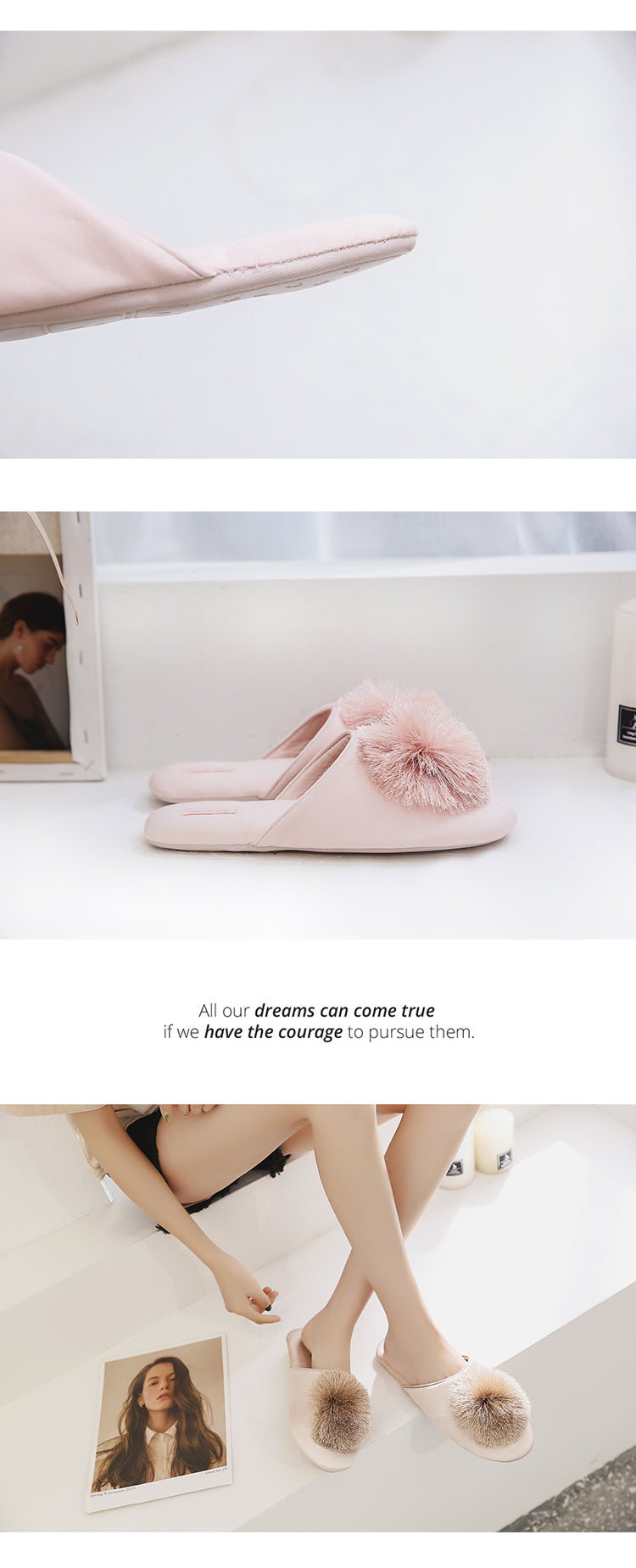HEDGPETH Women's Tassel ball slippers House Indoor or Outdoor Slippers