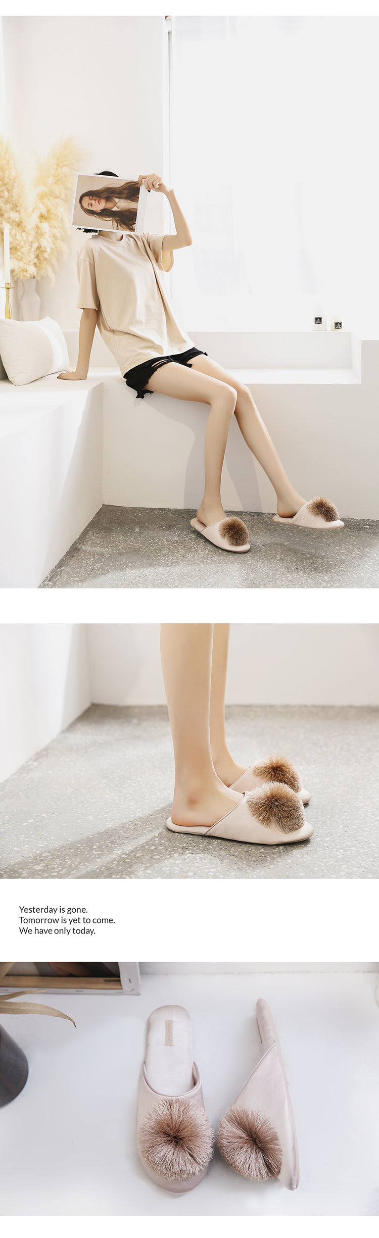 HEDGPETH Women's Tassel ball slippers House Indoor or Outdoor Slippers