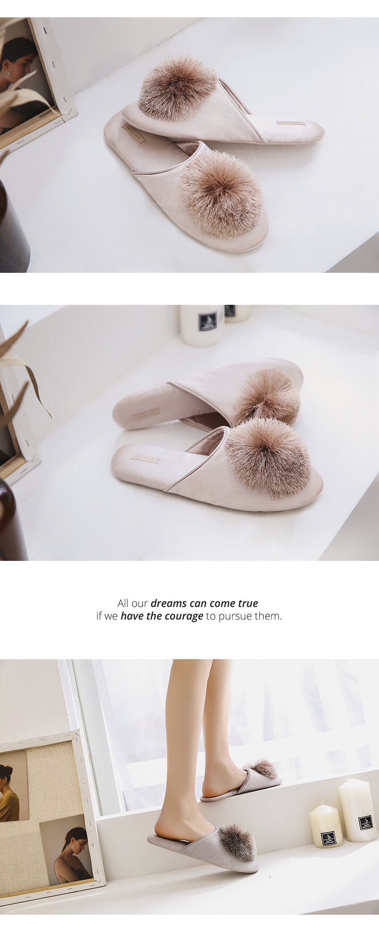 HEDGPETH Women's Tassel ball slippers House Indoor or Outdoor Slippers